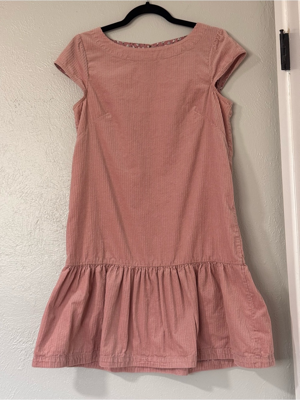 Maeve Anthropology Pink Corduroy Ruffle Hem Dress Size 4 - Summer Feminine